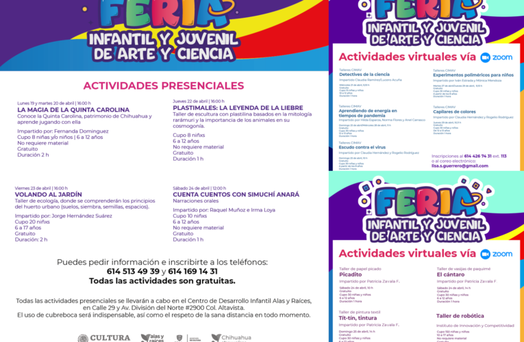 Realizan Feria Infantil y Juvenil de Arte y Ciencia 2021, del 19 al 30 de abril