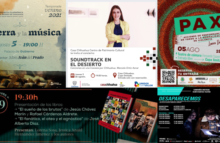 Agenda Cultural para el Jueves 5 de Agosto 2021