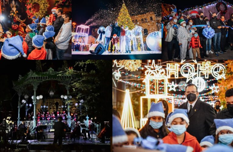 Iluminan la Plaza de Armas con encendido de árbol navideño