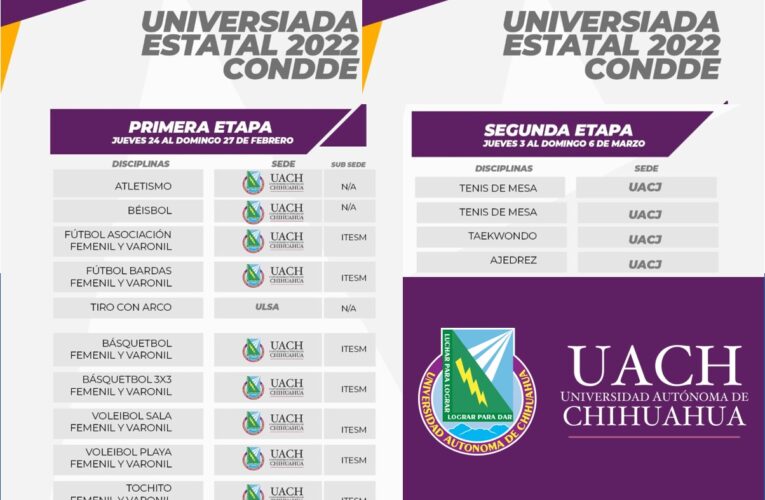 Será UACH sede de la  Universiada Estatal del 24 al 27 de febrero