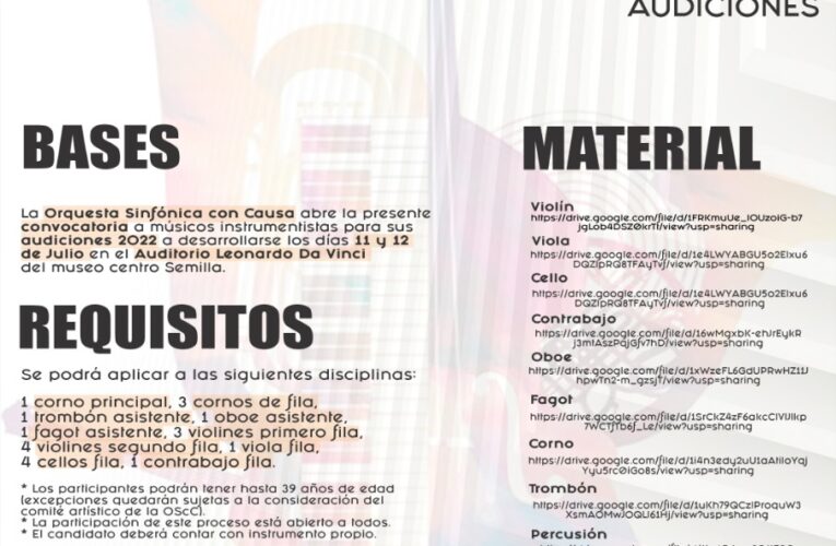La Orquesta Sinfónica con Causa abre convocatoria a músicos instrumentistas