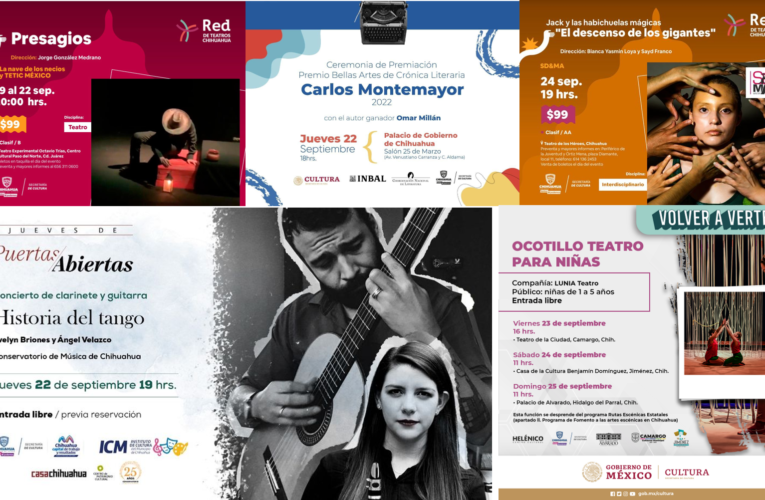 Agenda cultural de la Secretaria de Cultura Chihuahua del 20 de septiembre al 25 septiembre