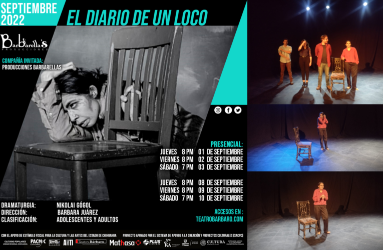 “El Diario de un Loco” se está presentando en Teatro Bárbaro este y el próximo fin de semana