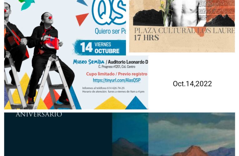 AGENDA DE MEDIOS* para este viernes 14 de octubre de la Secretaría de Cultura.