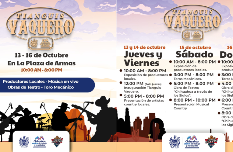 Invita Gobierno Municipal a Tianguis Vaquero del 13 al 16 de octubre en Plaza de Armas