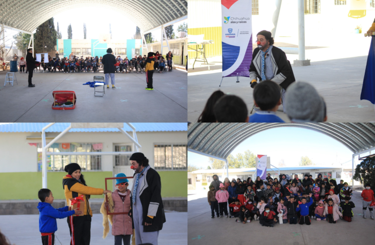 Promueven derechos culturales de niñas y niños de pueblos originarios con show clown y entrega de libros bilingües