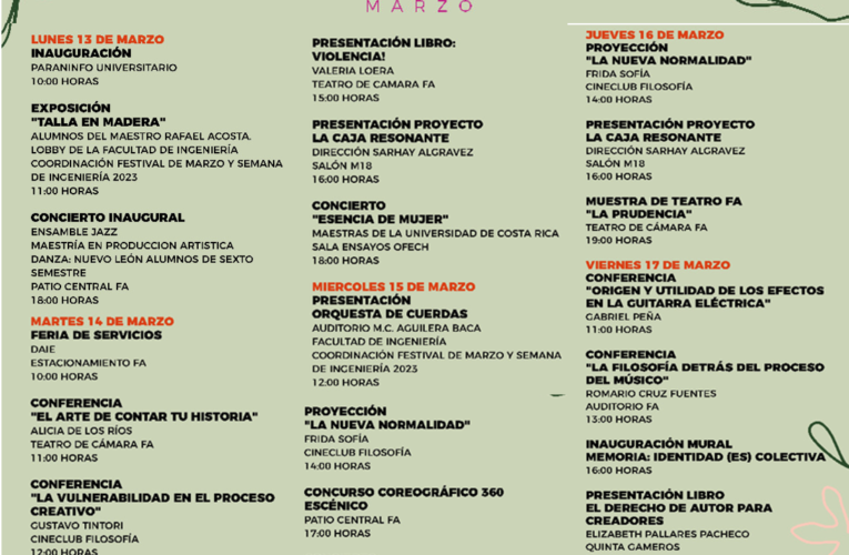 Comienza el XXXIV Festival de Marzo 2023 en la Facultad de Artes