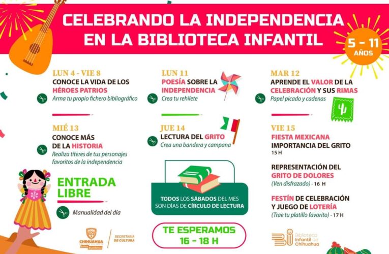 Invita Secretaría de Cultura a las actividades en conmemoración por las fiestas patrias en la Biblioteca Infantil