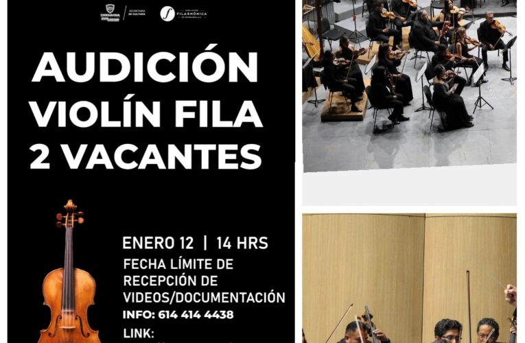 Convoca Secretaría de Cultura a músicos instrumentistas a formar parte de la OFECh