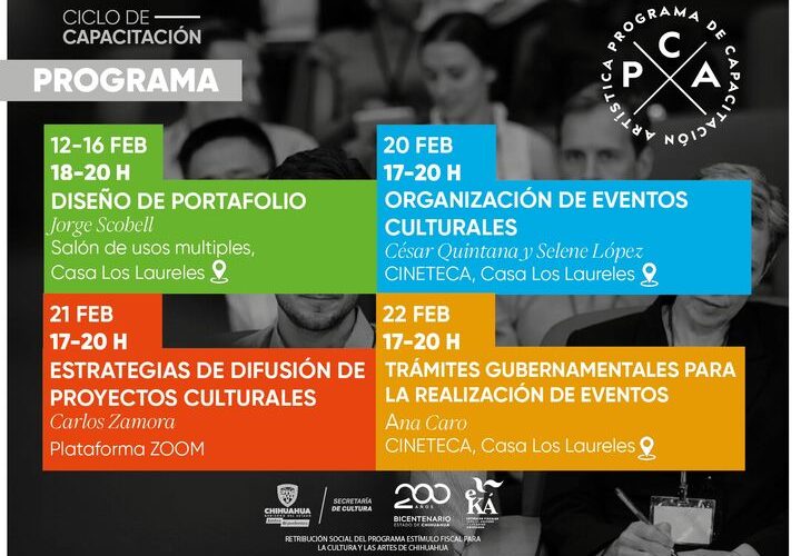 Invita Secretaría de Cultura a artistas y creadores a participar en Ciclo de Capacitaciones del PCA