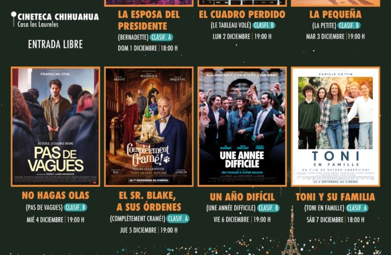 Llega edición 28 del Tour de Cine Francés a la Cineteca Chihuahua con funciones gratuitas