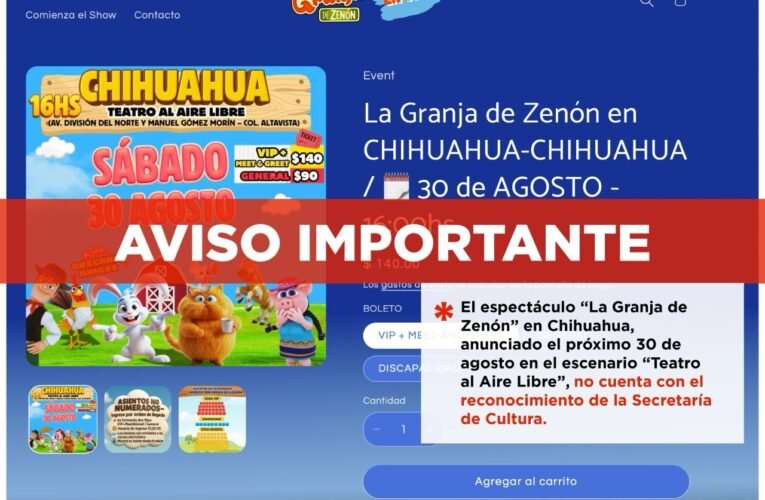 Reitera Cultura transparencia en eventos que se realizan en sus recintos; “La Granja de Zenón” no forma parte de la agenda de la dependencia