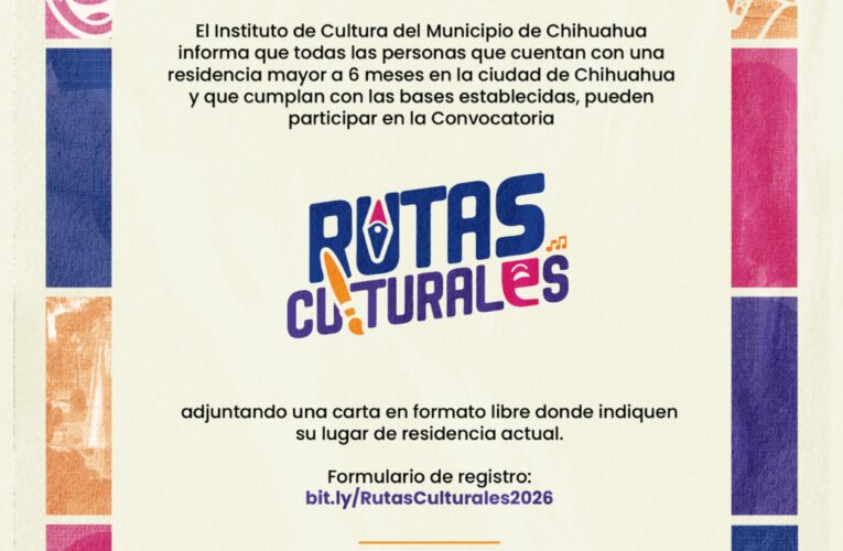 ¿Tienes una propuesta cultural? La convocatoria Rutas Culturales es para ti. Permanecerá abierta hasta el 27 de febrero de 2026 y está dirigida a artistas, colectivos, compañías artísticas y empresas culturales locales